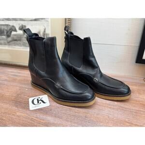 Ferragamo Leather Wedge Boots - Size 40.5 - New in Box